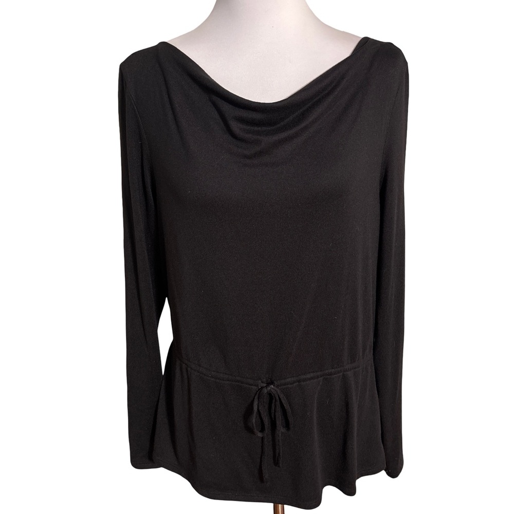 White House Black Market Black Draped Blouse